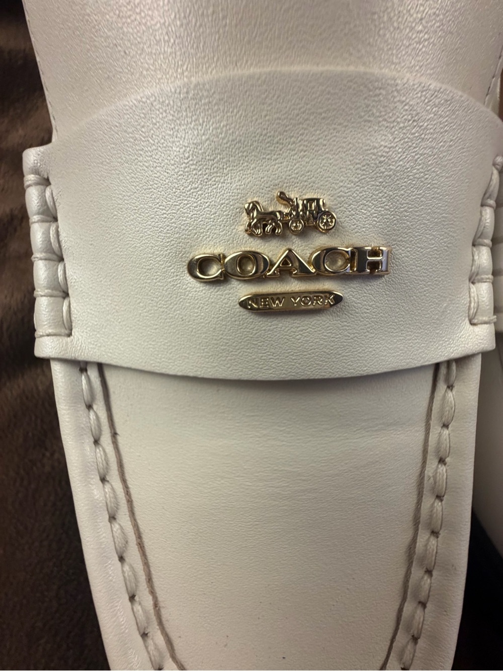 Coach Loafer Slip On Flats White/Black Leather Rubber Sole Women's US 10 - Picture 2 of 10